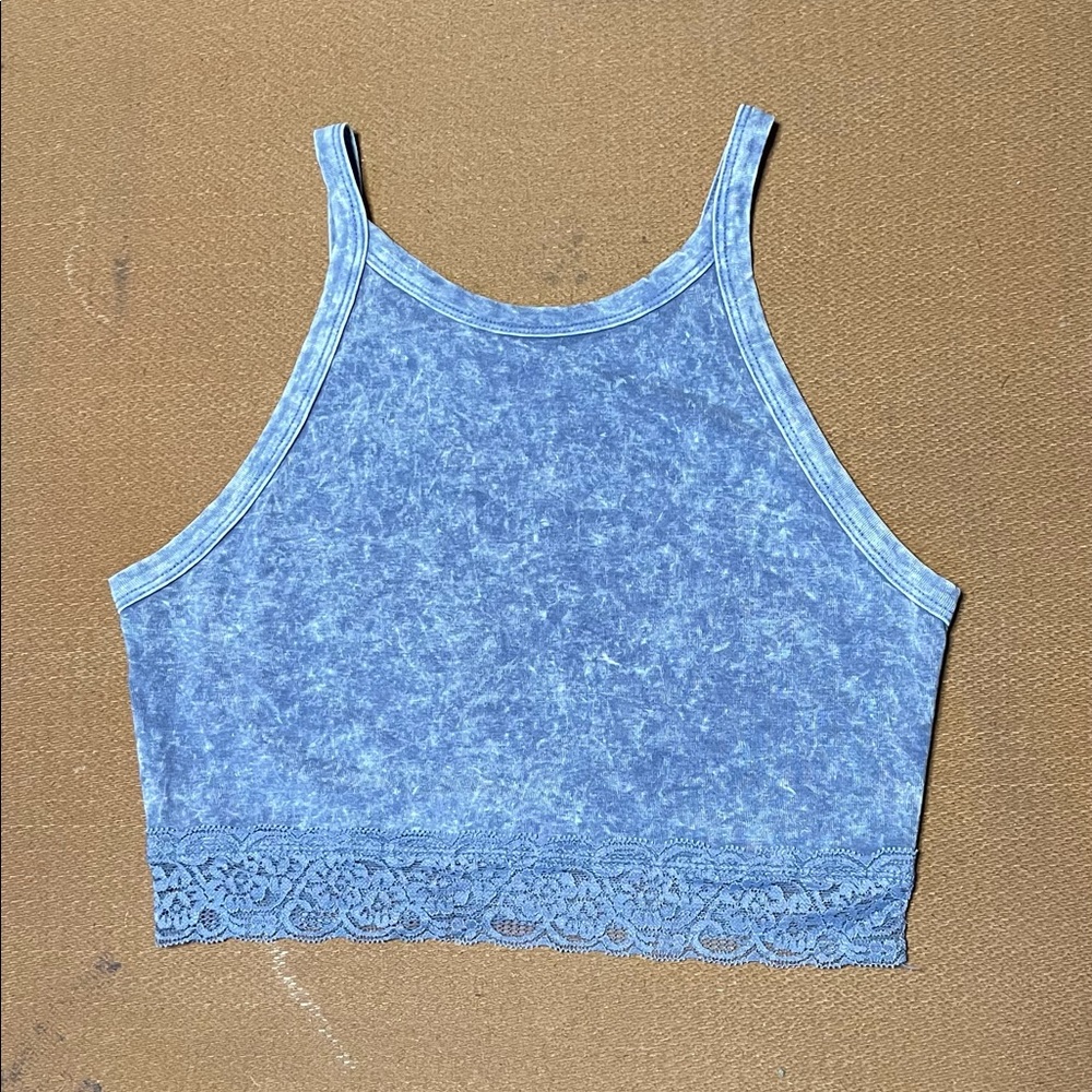 BLUE LACEY CROP TOP